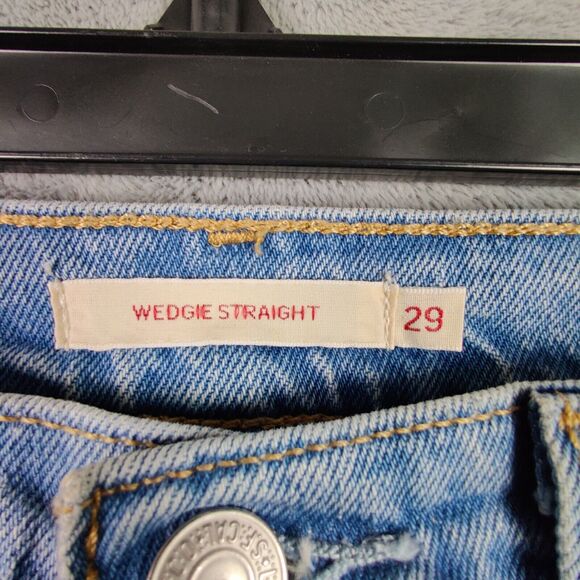 Levis Premium Jeans Women 29 Blue Wedgie Straight High Rise Denim Button Fly - Picture 6 of 8